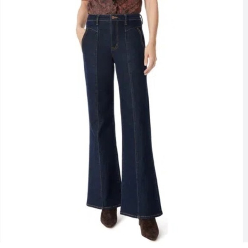 SAM EDELMAN Bay V-yoke High Waist Flare Jeans In Rinse Size 28